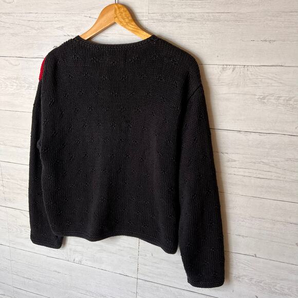 Le Moda Sweater Womens Size Medium Vintage Black Knitted by Hand Granny Square - Picture 14 of 16